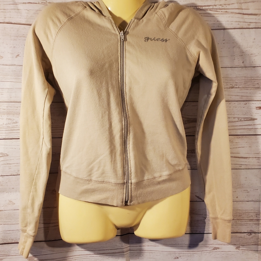 Guess Beige Full Zip Sweater